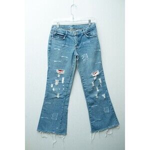 Missbella Jeans distressed boot flare raw hem denim Brasil EU38 28 waist 26.5 in
